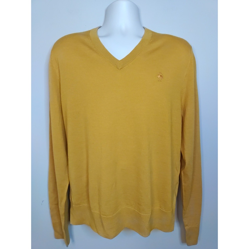 brooks brothers Med Fleece Dark Yellow Merino Wool Long sleeve Sweater Size XL